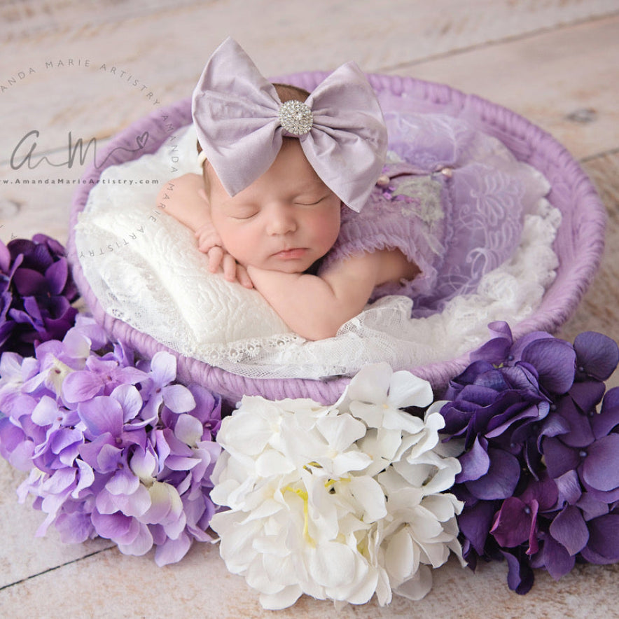 Dusted Lavender Silk Taffeta Bow