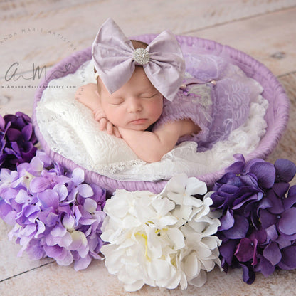 Dusted Lavender Silk Taffeta Bow