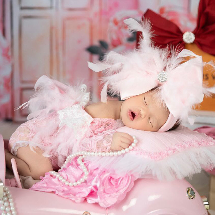 Cotton Candy Feather Bow