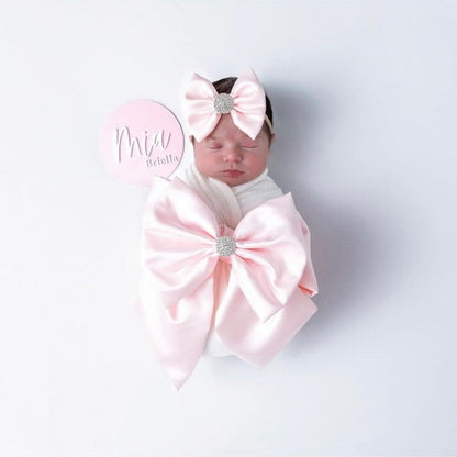 Satin Double Bow Swaddle Set (3-Pieces)