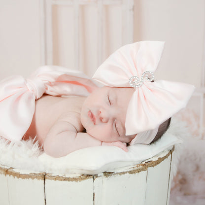 Rhinestone Initial Brooch Satin Bow