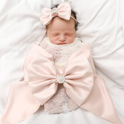 Satin Double Bow Swaddle Set (3-Pieces)