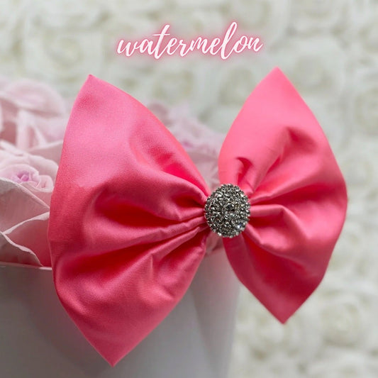 Neon Watermelon Taffeta Bow