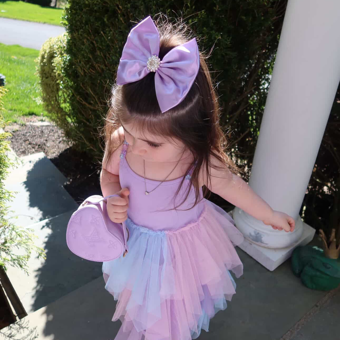 Shiny Light Purple Satin Bow