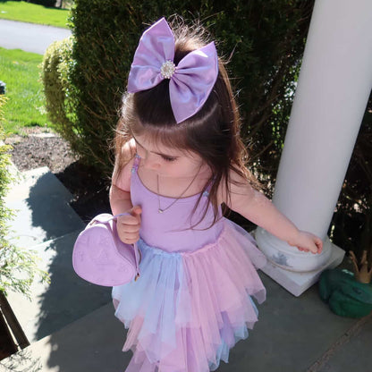 Shiny Light Purple Satin Bow