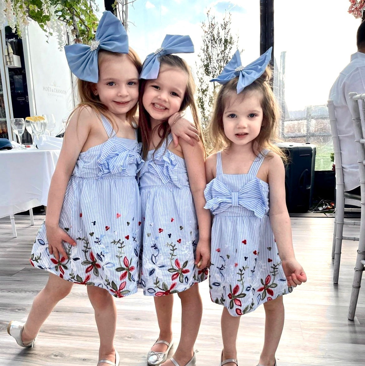 French Blue Silk Taffeta Bow