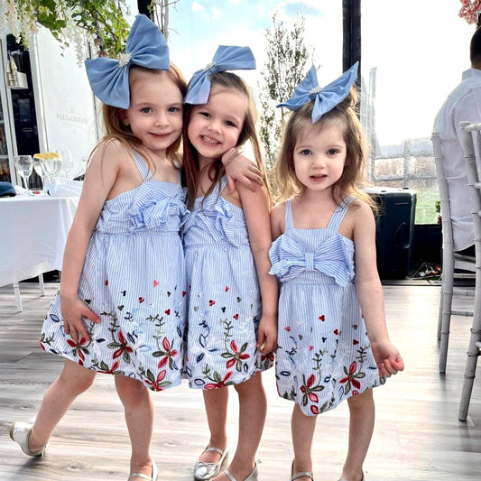 French Blue Silk Taffeta Bow