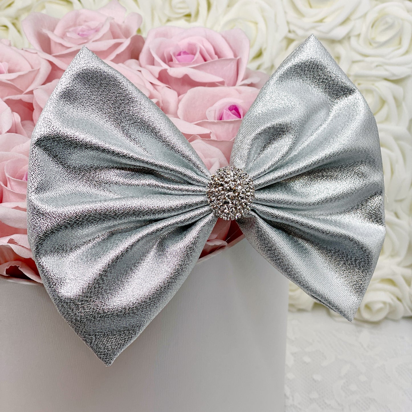Metallic Silver Bow