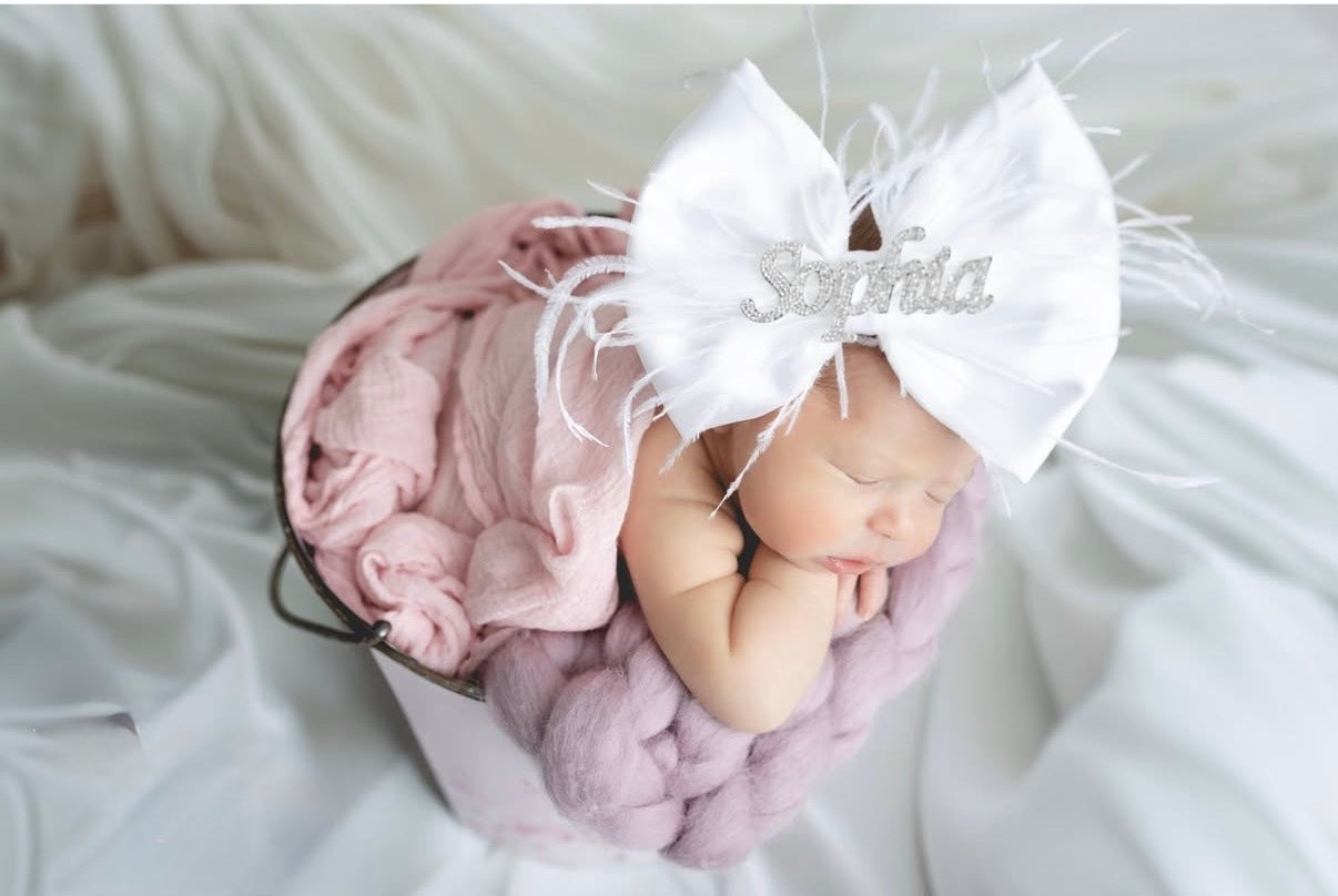 Custom Rhinestone Nameplate Bow (PRE-ORDER)
