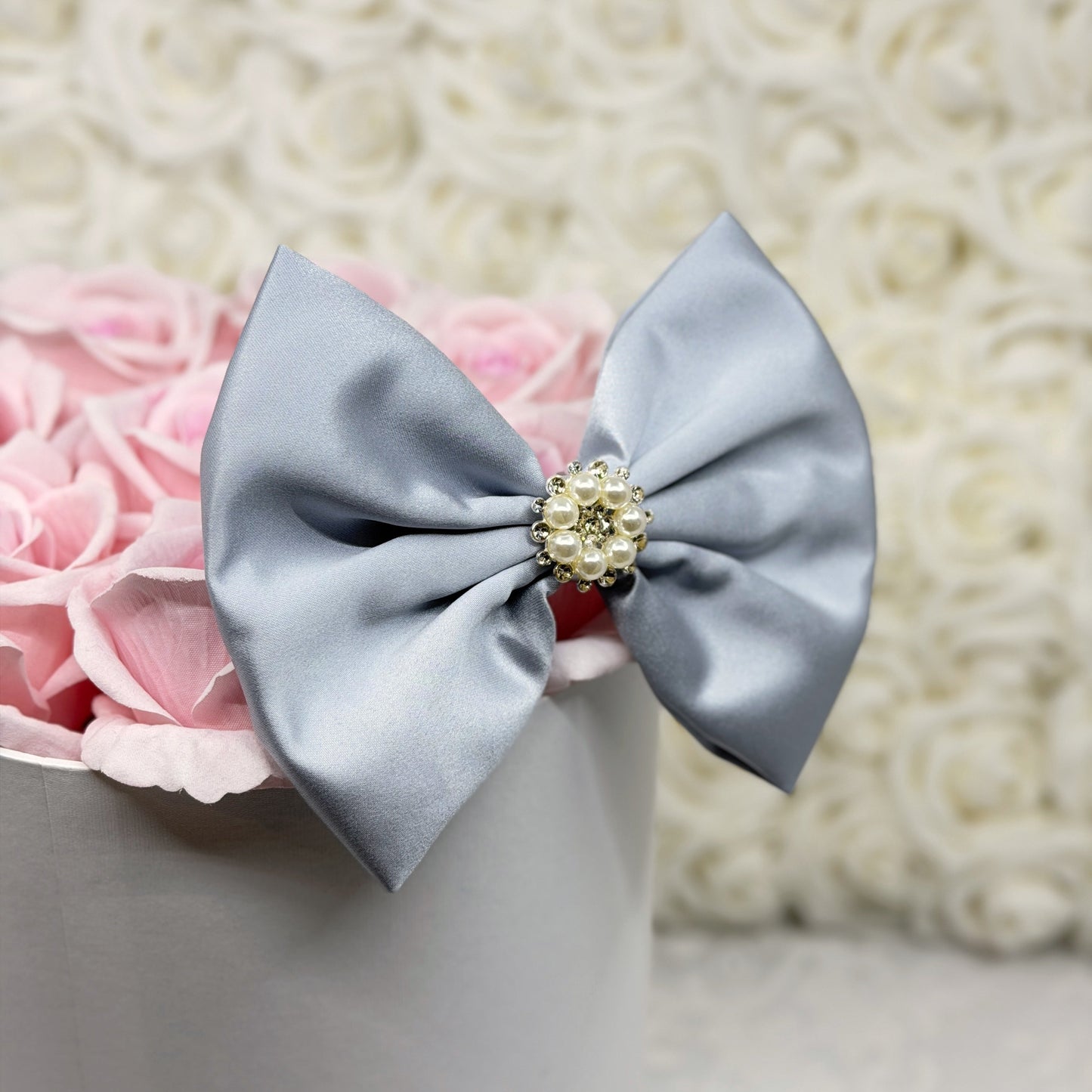 Grey Satin Bow