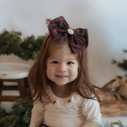 Maroon Silk Taffeta Bow