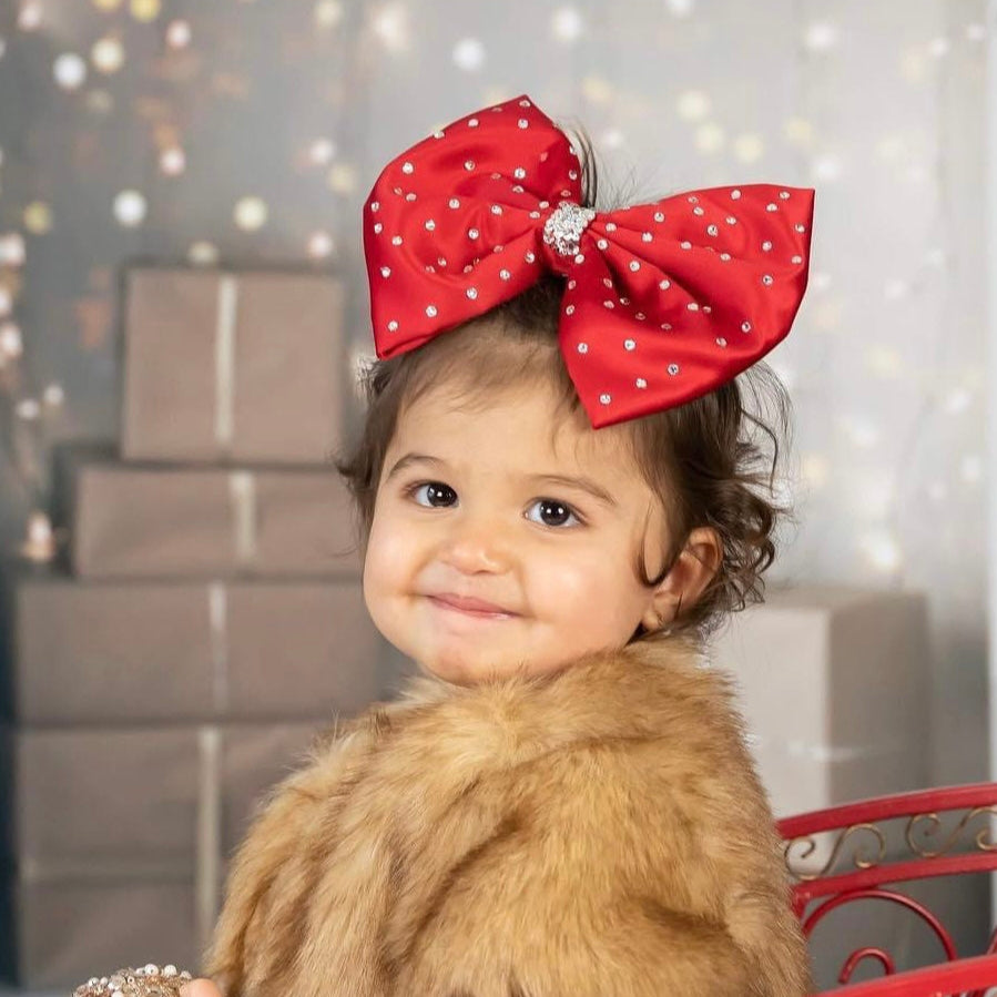 Swarovski Crystal Studded Satin Bow