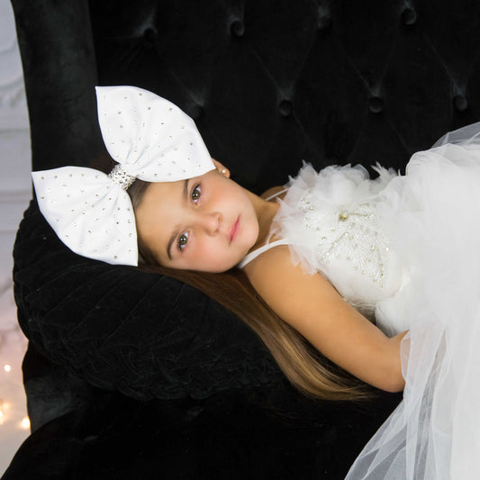 Swarovski Crystal Studded Satin Bow