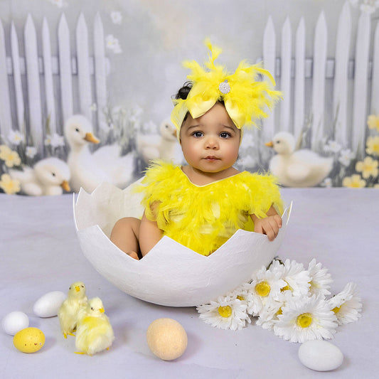 Little Chick Yellow Feather Bow