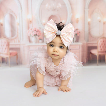 Iridescent Peach Sorbet Pleather Bow