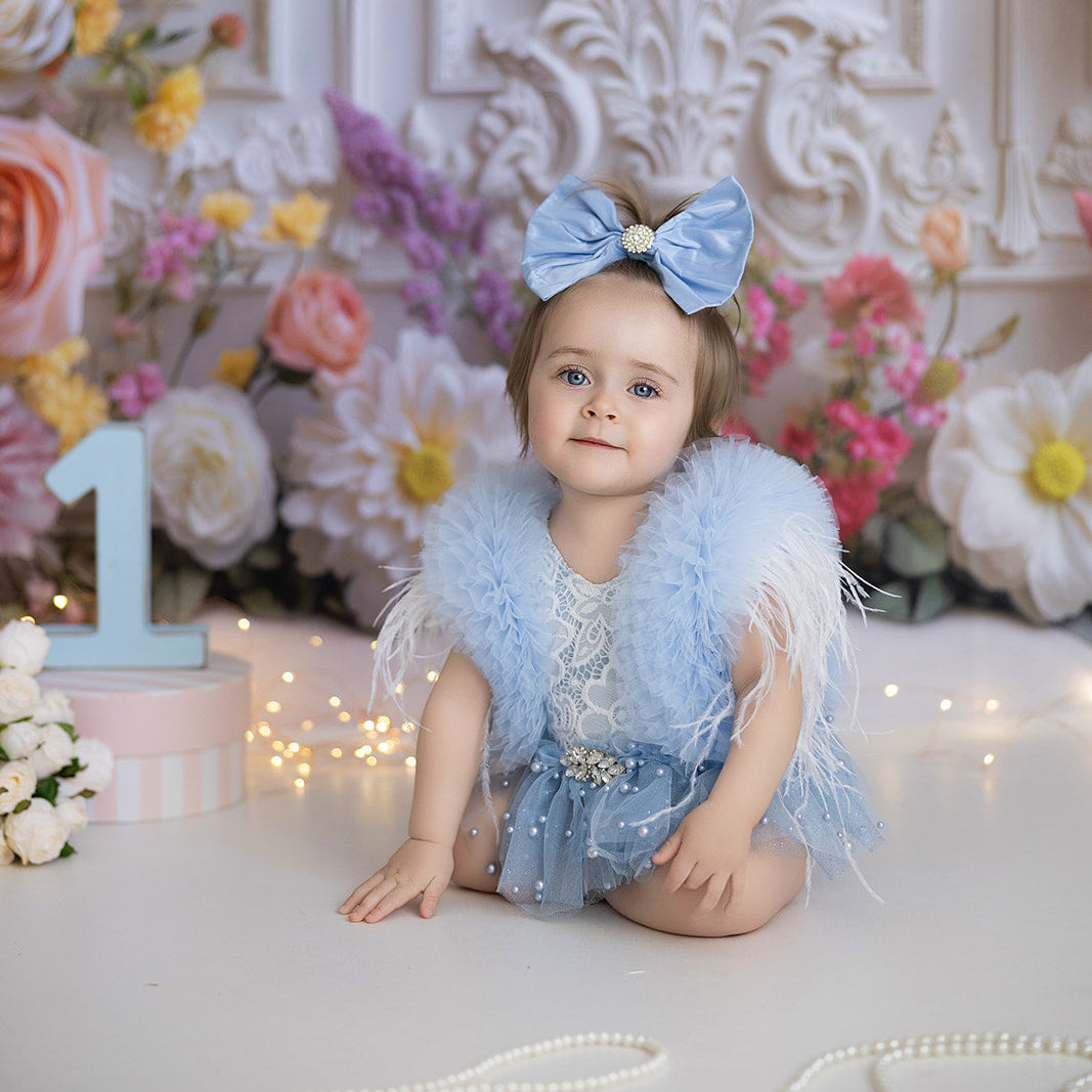 French Blue Silk Taffeta Bow