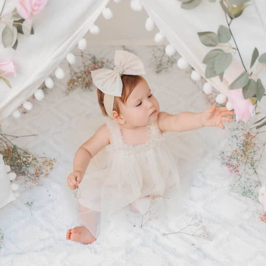 Beige Satin Bow