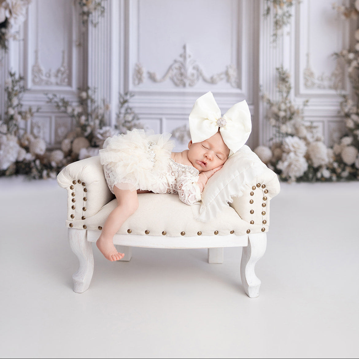 Ivory Metallic Satin Bow