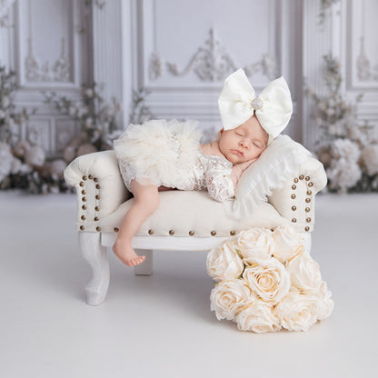 Ivory Metallic Satin Bow