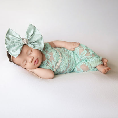 Mint Silk Taffeta Bow