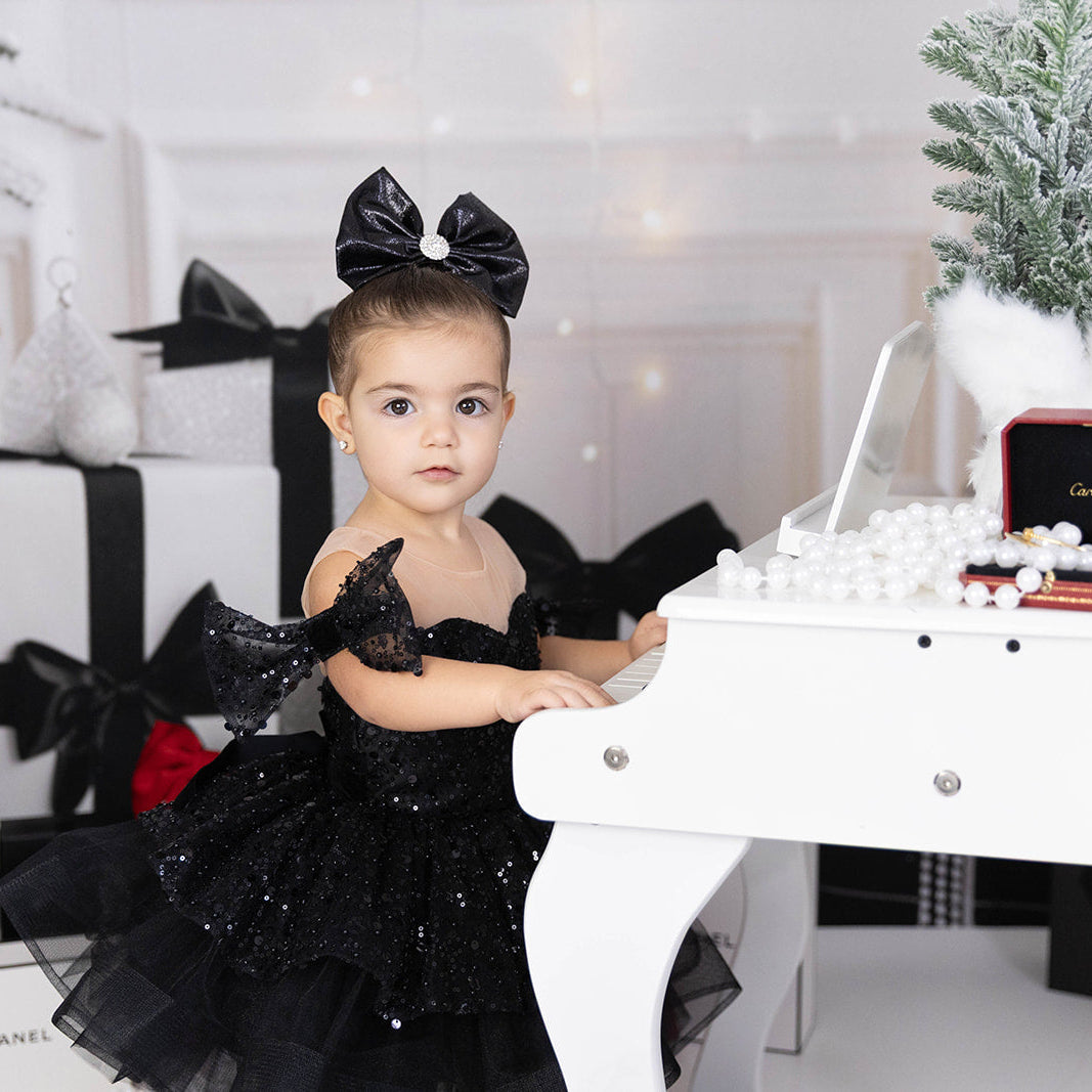 Black Tinsel Bow