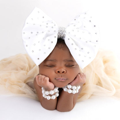 Swarovski Crystal Studded Satin Bow