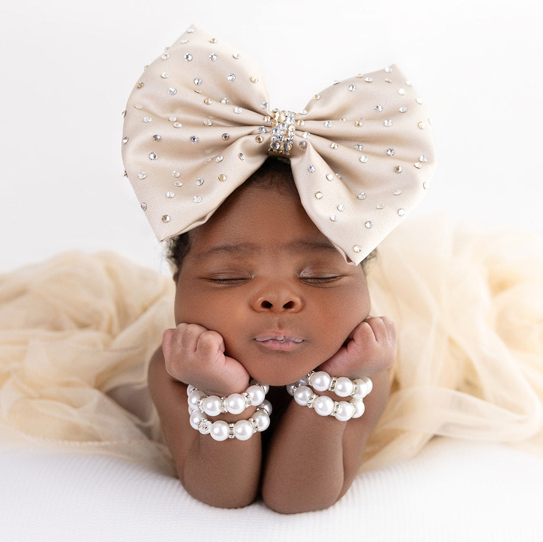 Swarovski Crystal Studded Satin Bow
