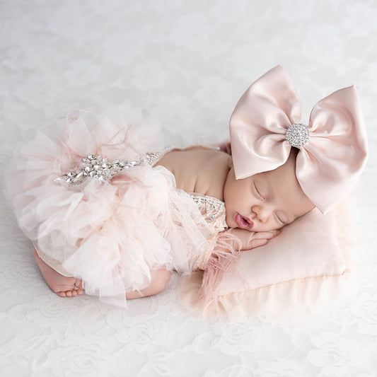 Baby Pink Liquid Satin Bow
