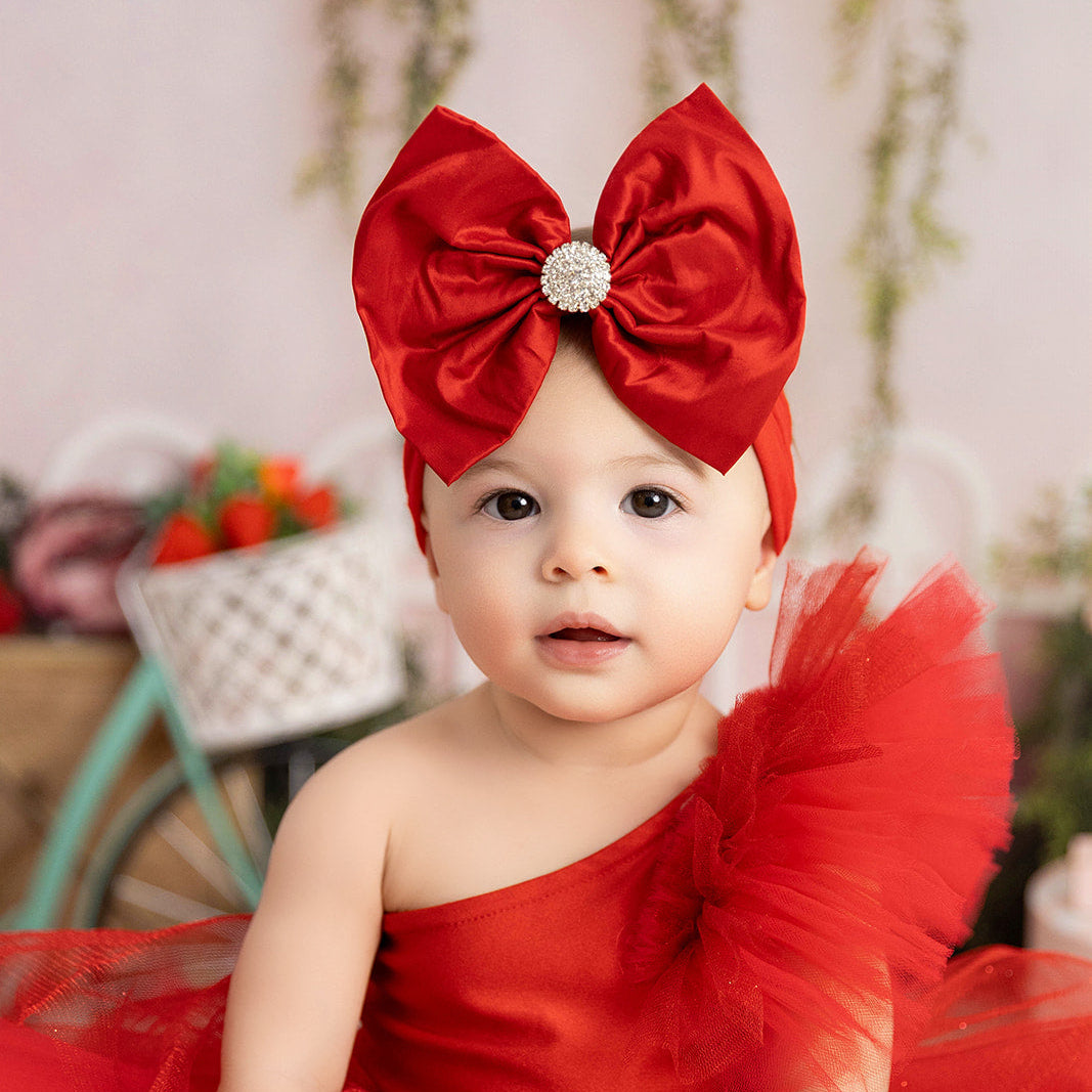 Roja Red Silk Shantung Bow
