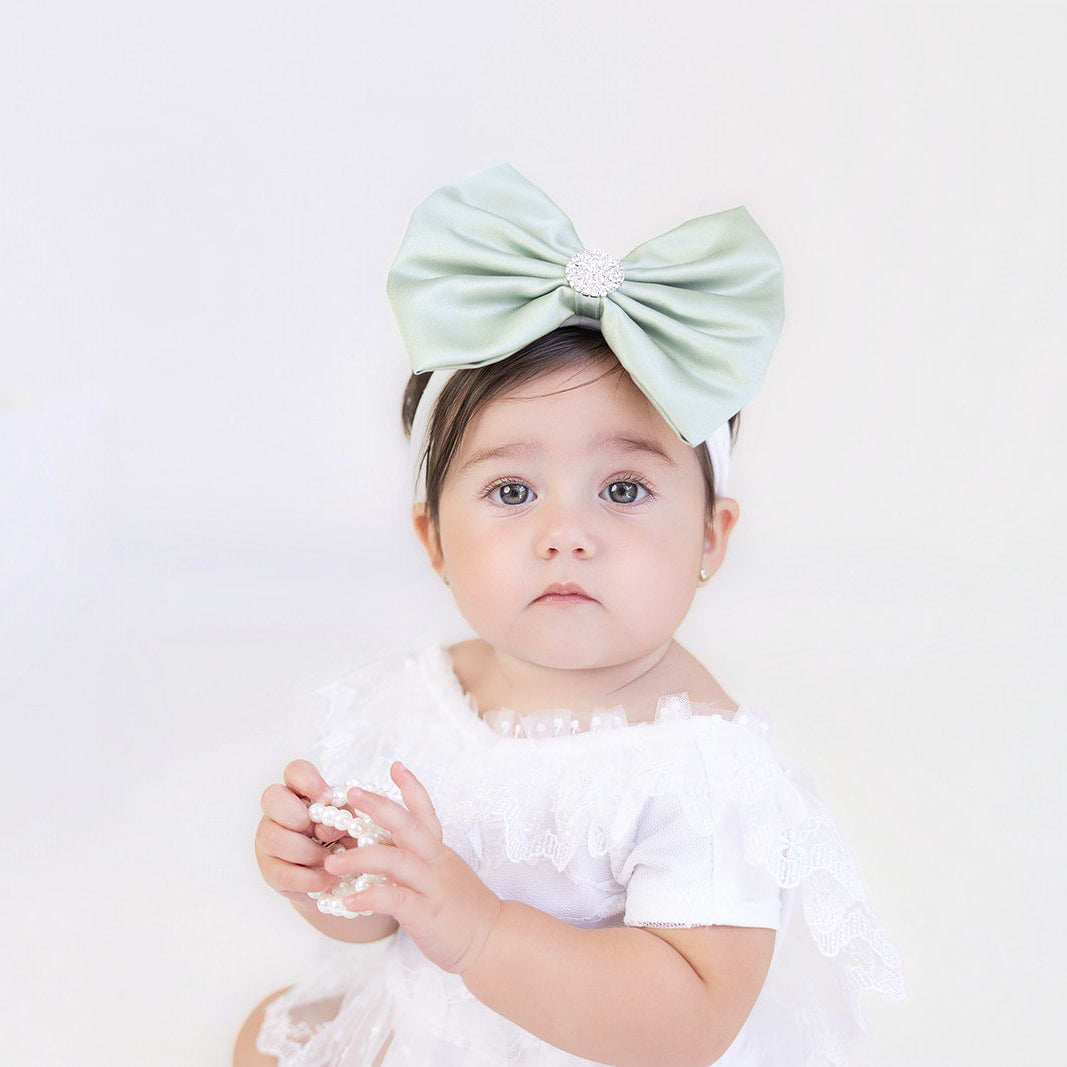 Sage Green Satin Bow