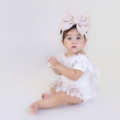 Sultry Beige Satin Bow