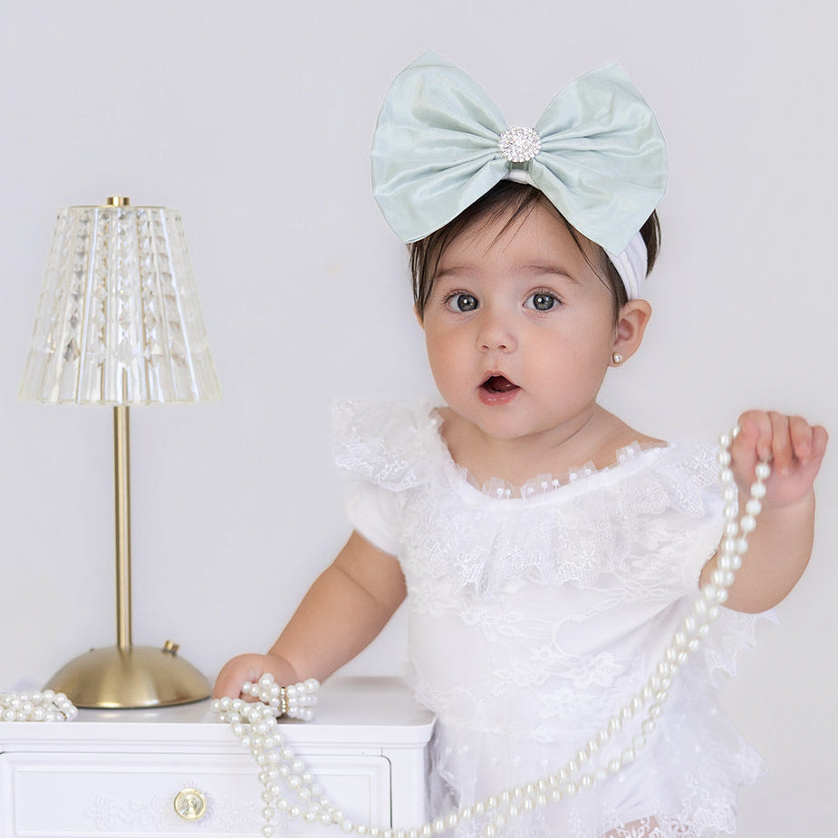 Mint Silk Taffeta Bow