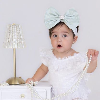 Mint Silk Taffeta Bow