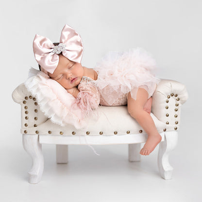Shiny Sea Shell Pink Satin Bow