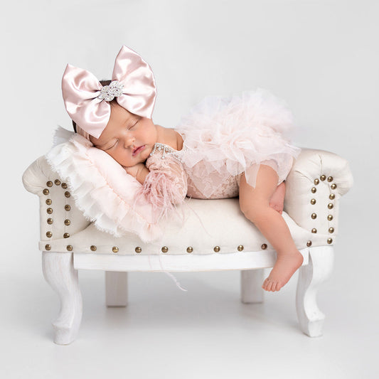 Shiny Sea Shell Pink Satin Bow