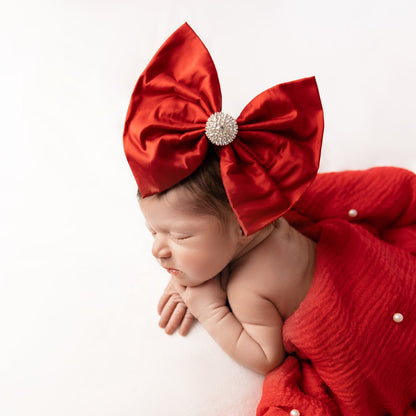 Roja Red Silk Shantung Bow
