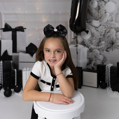 Shiny Black Satin Bow